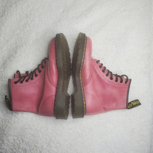 Dr. Martens 1460 Pink Leather Lace Up Chunky Ankle Boots - Picture 8 of 15